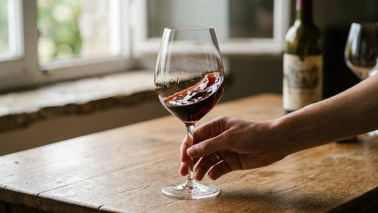 Aération douce d'un vieux vin dans le verre