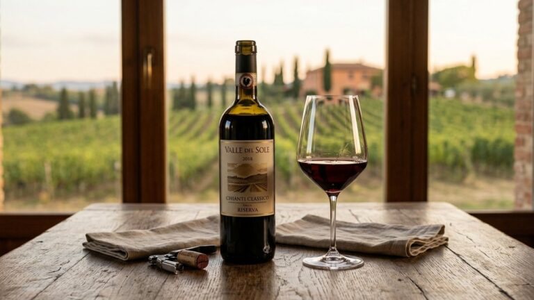 Bouteille de vin rouge pas cher avec verre de dégustation
