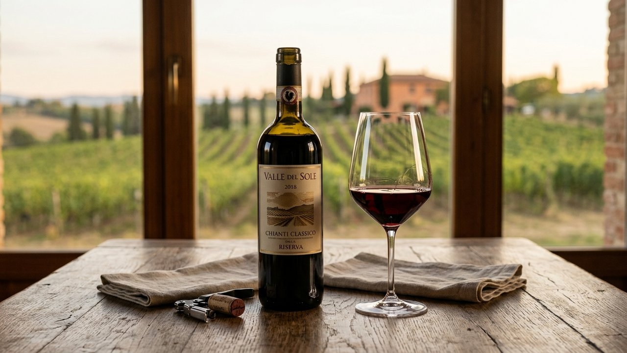 Bouteille de vin rouge pas cher avec verre de dégustation