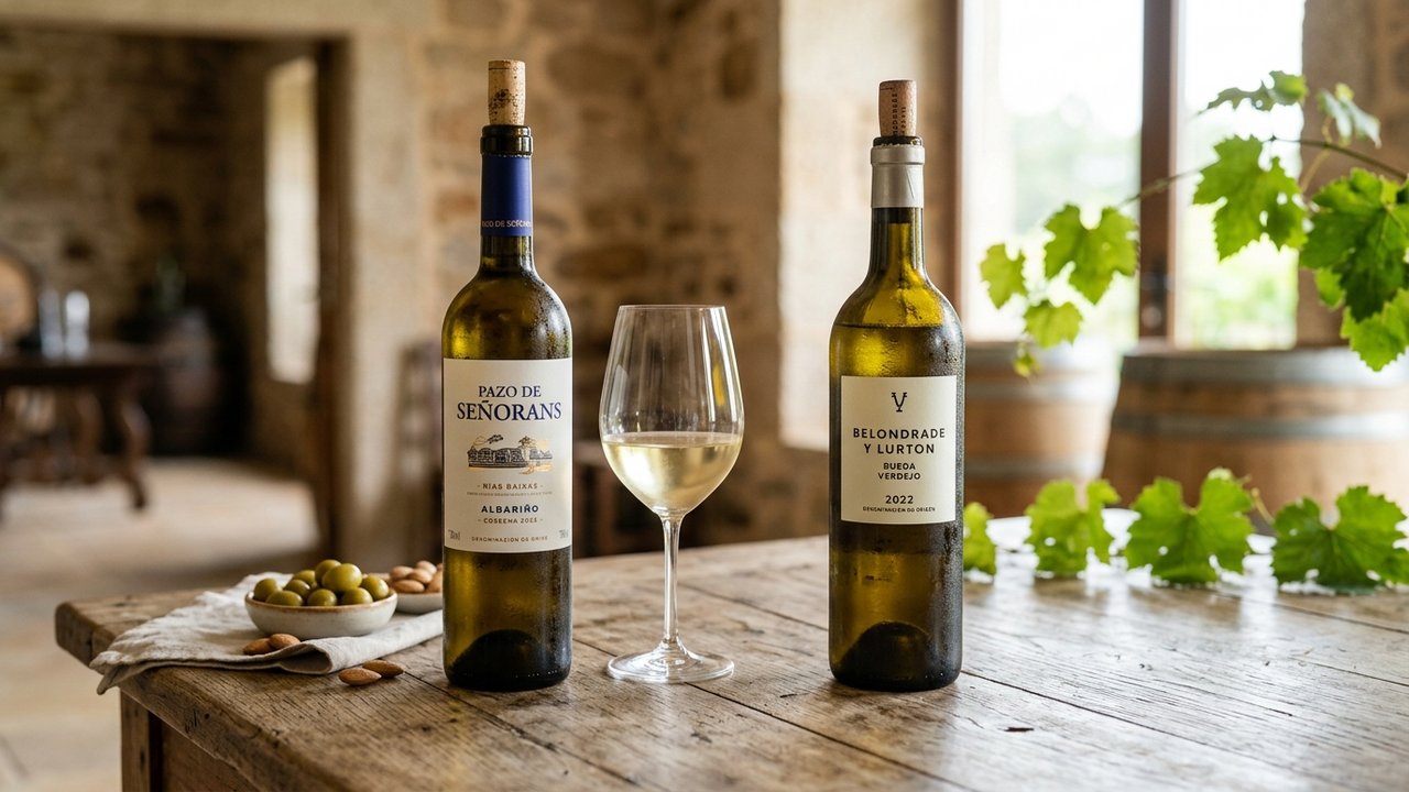 Bouteilles de vins blancs espagnols pour accompagner la paella