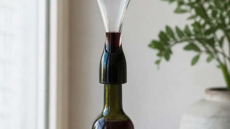 Aérateur de vin sur une bouteille de rouge