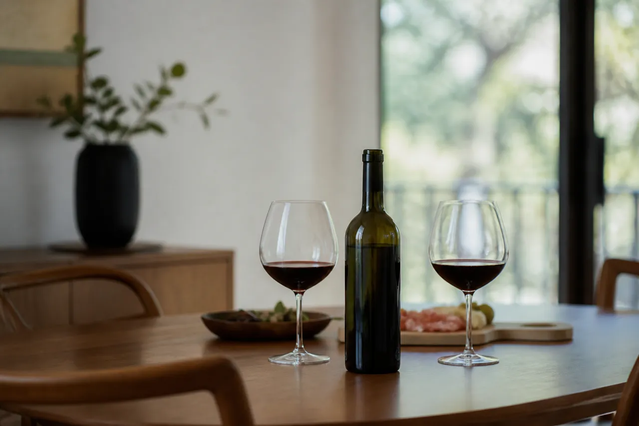 Une bouteille de vin pour un repas à deux