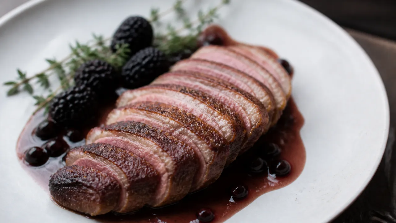 Magret de canard rôti, accord classique avec un vin rouge