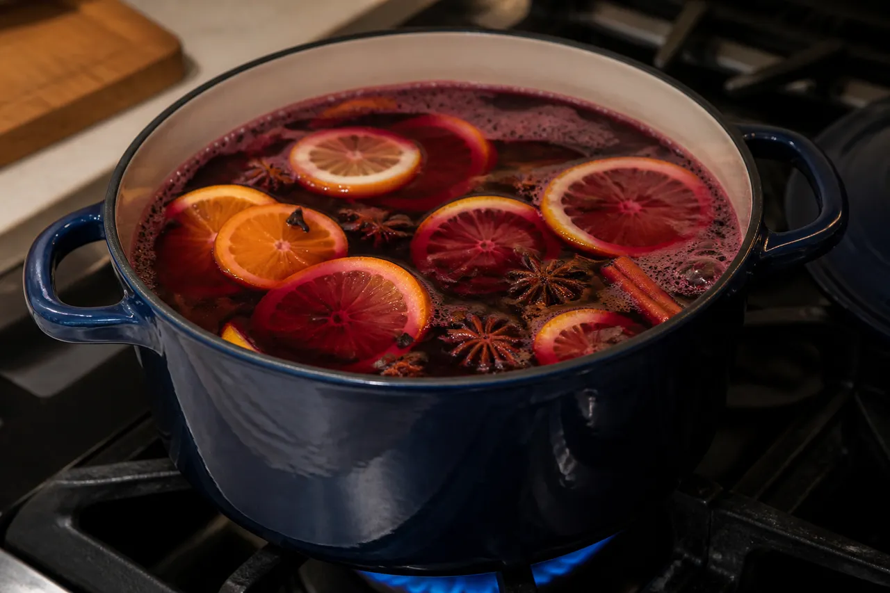 Vin chaud en grande quantité dans une casserole