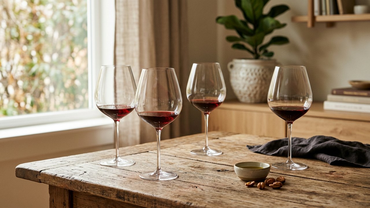 Verres de vin rouge à température ambiante pour atteindre la bonne température de service