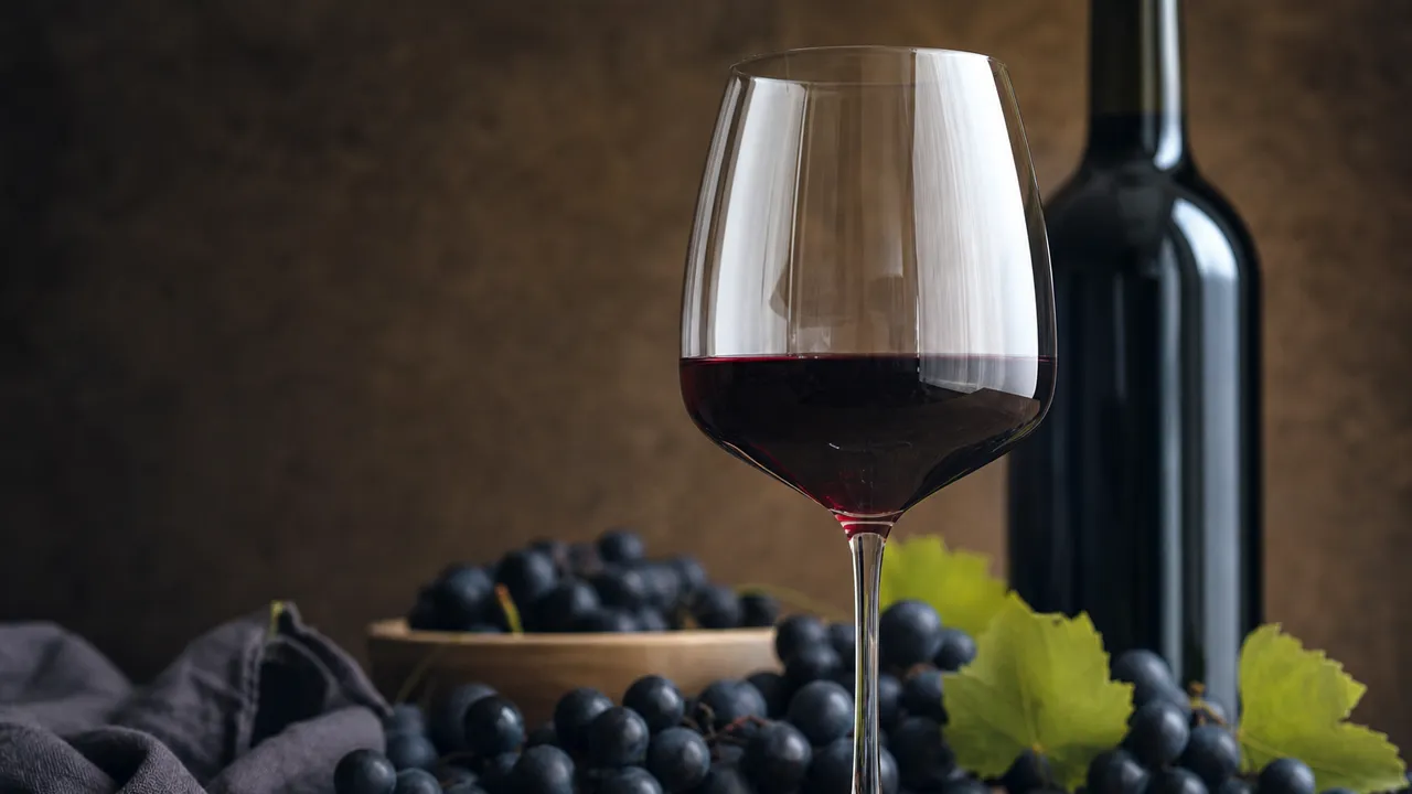 Verre de vin rouge tannique en dégustation